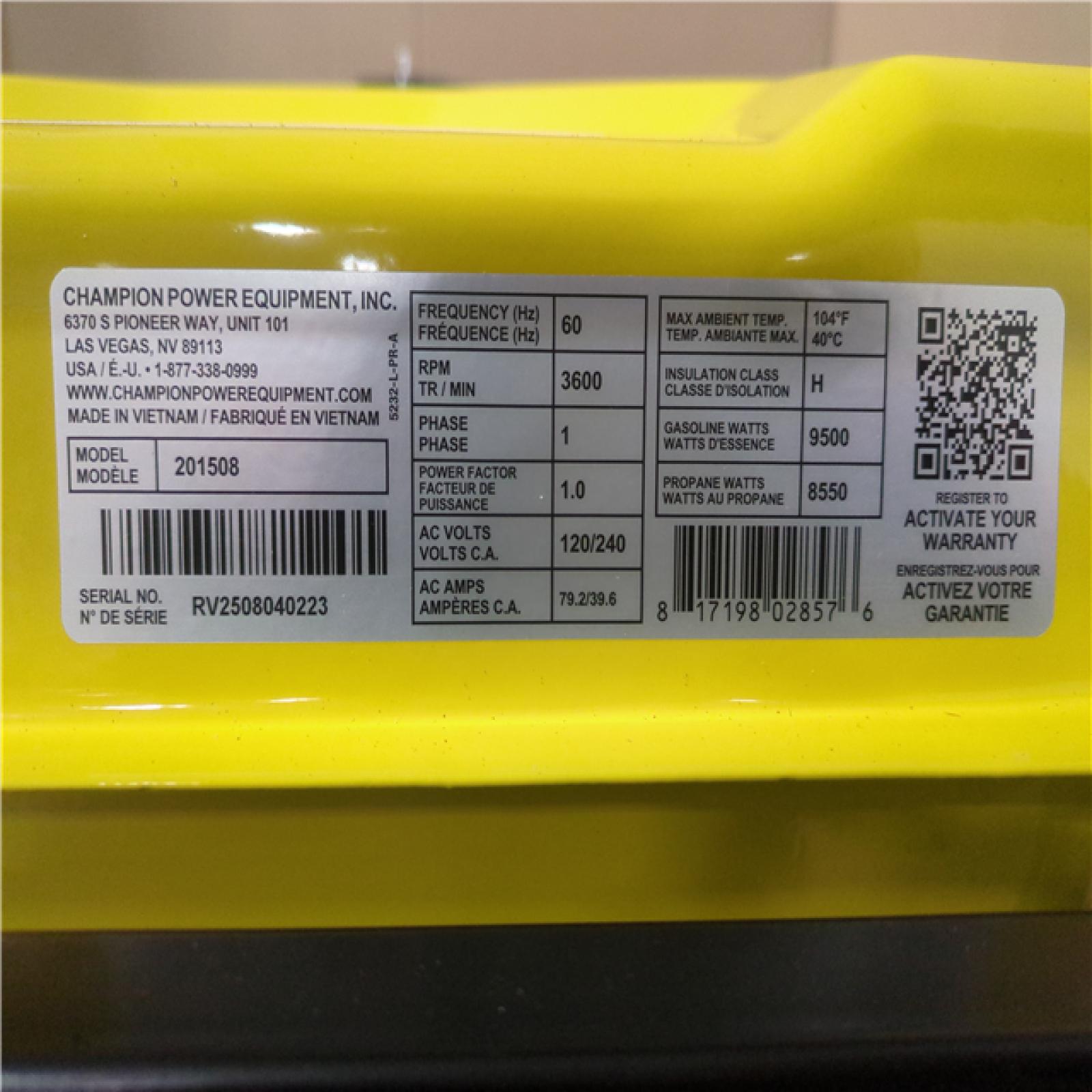 CALIFORNIA AS-IS CHAMPION PORTABLE POWER GENERATOR