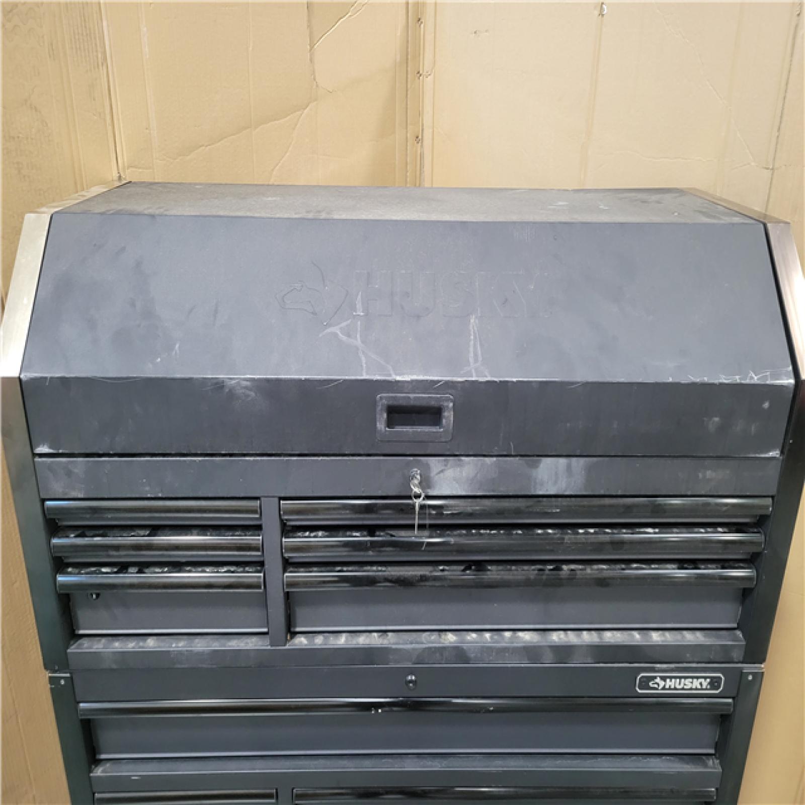 CALIFORNIA AS-IS HUSKY 51.7 IN  15-DRAWER TOOL CHEST W TOP CABINET