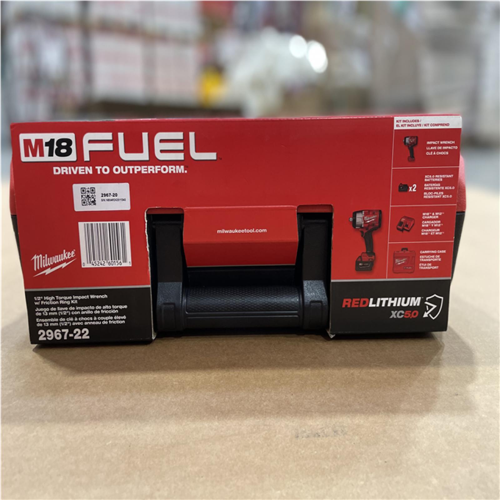 DALLAS LOCATION- MILWAUKEE M18 FUEL 18V Lithium-Ion Brushless Cordless High-Torque 1/2 in. Impact Wrench Kit 5.0 Ah.