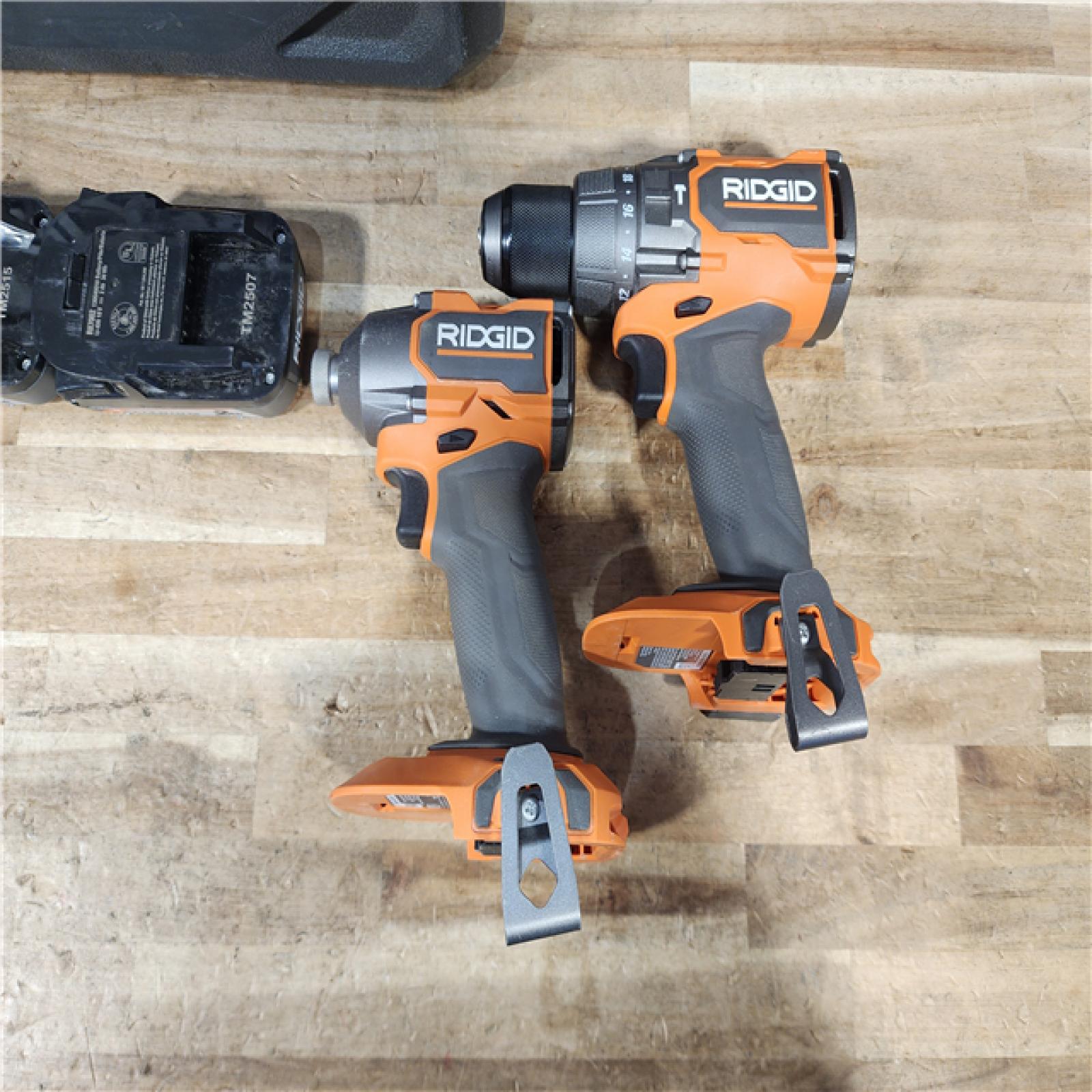 HOUSTON LOCATION - AS - IS RIDGID 18V Brushless 2-Tool Combo Kit with 6.0 Ah and 4.0 Ah MAX Output Batteries  Charger  and Hard Case