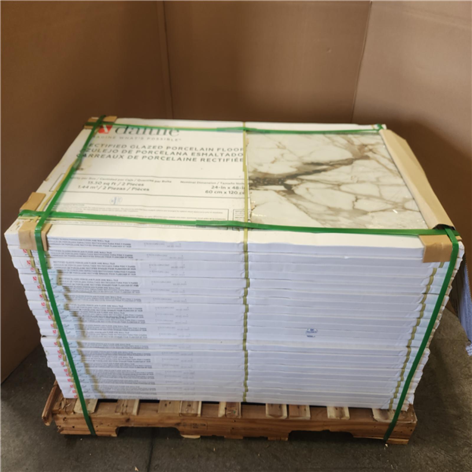 Phoenix NEW Daltile Wenrose Calacatta Topaz 24 in. x 48 in. Polished Porcelain Marble Look Floor and Wall Tile (341 sq. ft./22case)