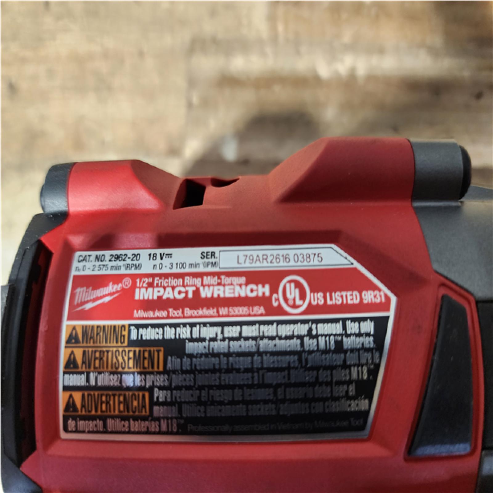 Houston Location AS-IS Milwaukee FUEL Gen-2 18V Lithium-Ion Brushless Cordless Mid Torque 1/2 in. Impact Wrench w/Friction Ring (Tool-Only)