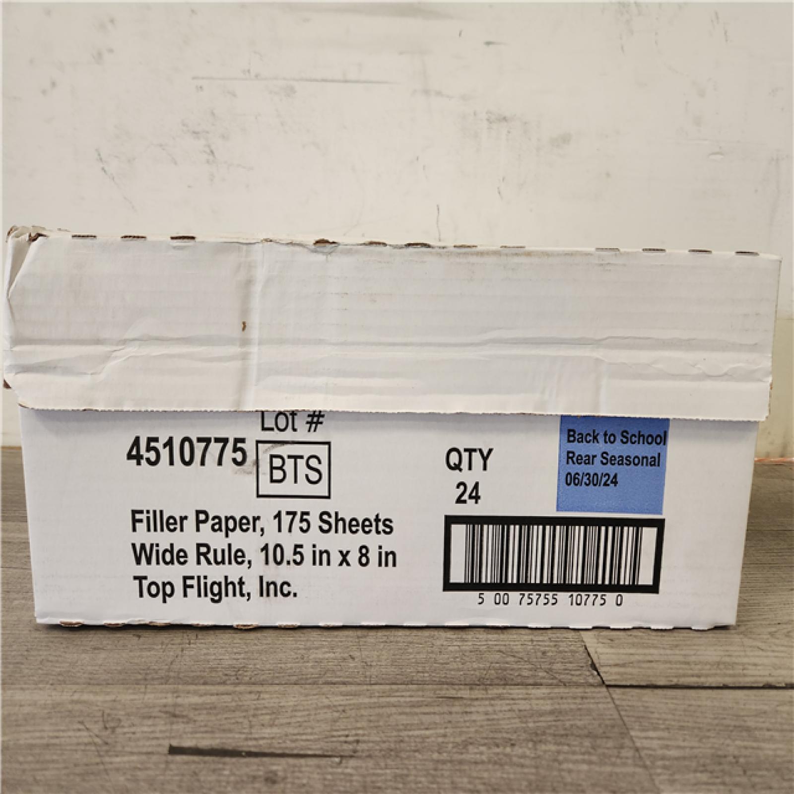 Phoenix Location NEW Top Flight 175 Sheet Wide Ruled Filler Paper White: Loose Leaf, 10.5 x 8 Inches, Stationery, Ruled Pages (24 Per Box) (99 Boxes)