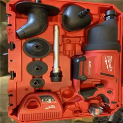 LIKE NEW! - Milwaukee M12 12V Lithium-Ion Cordless Drain Cleaning Airsnake Air Gun Kit with (2) 2.0 Ah Batteries  Toilet Attachments