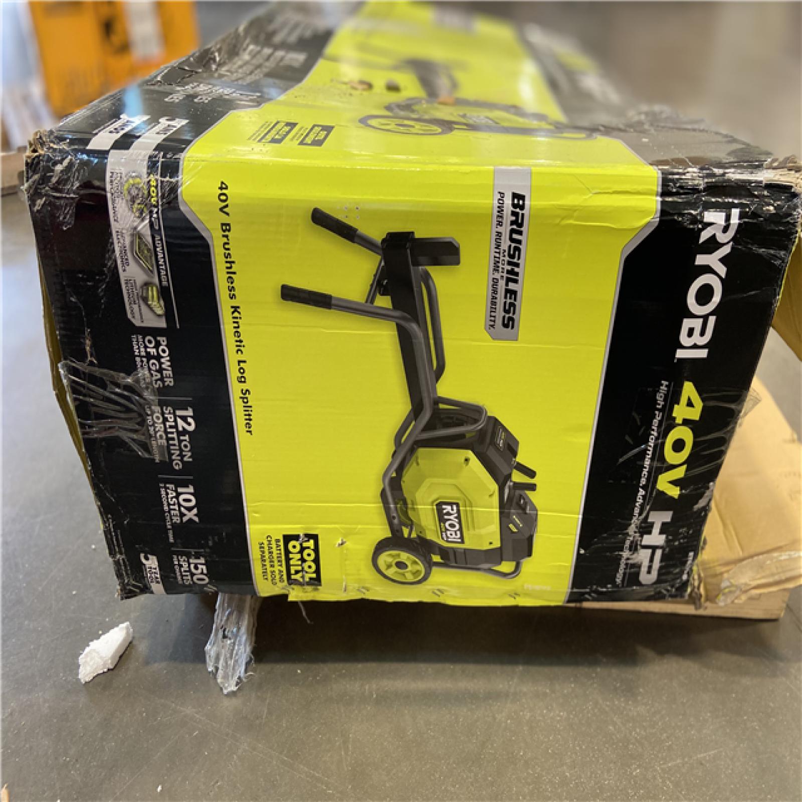 DALLAS LOCATION - RYOBI 40V HP Brushless 12-Ton Kinetic Battery Electric Log Splitter - Tool Only