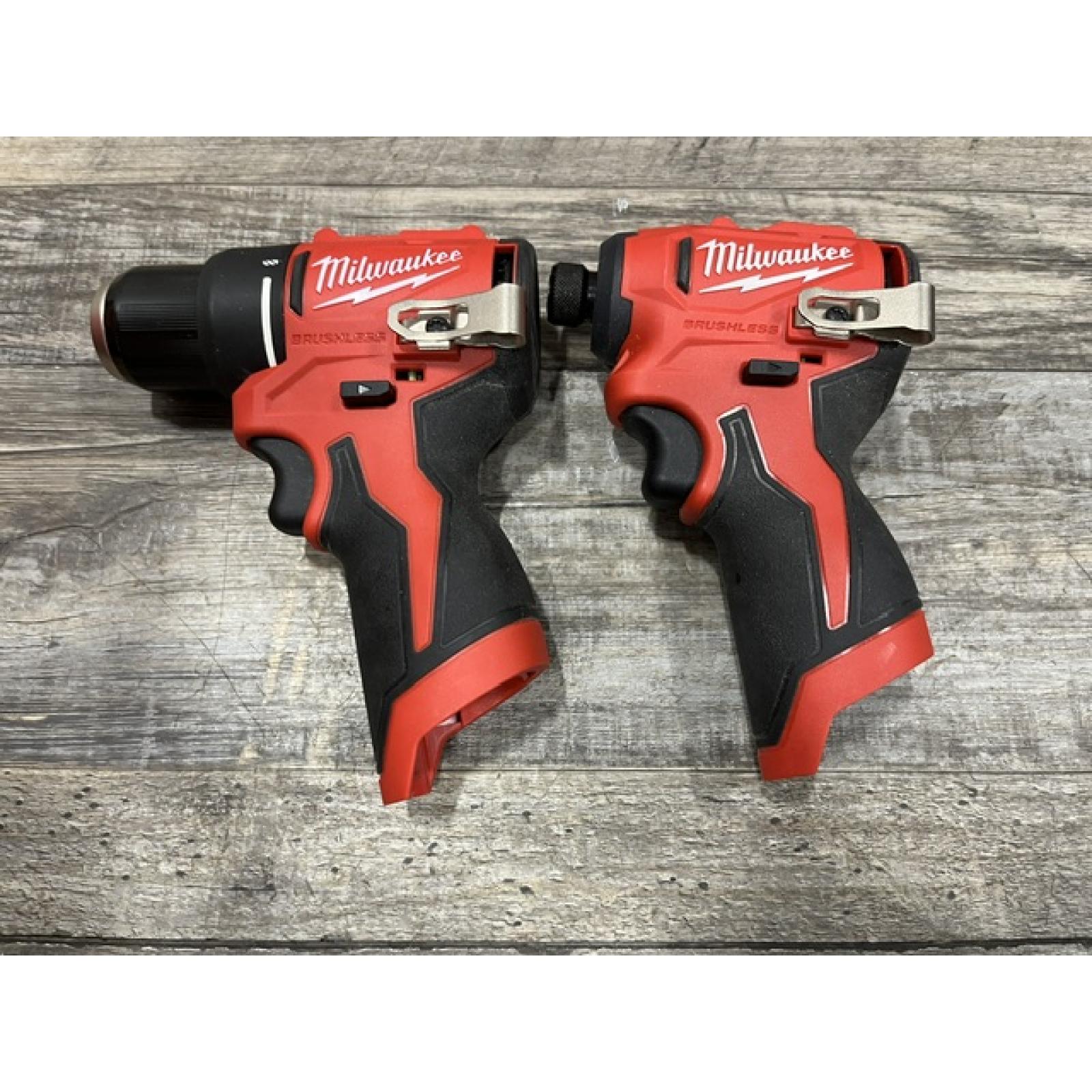 AS-IS Milwaukee 12-Volt Lithium-Ion Brushless Cordless Subcompact Drill and Impact Driver Combo Kit