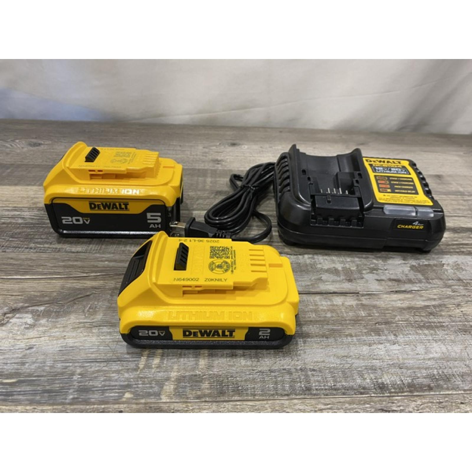 AS-IS DEWALT 20V MAX Lithium-Ion Battery Kit with 5.0Ah and 2.0Ah Battery and Charger