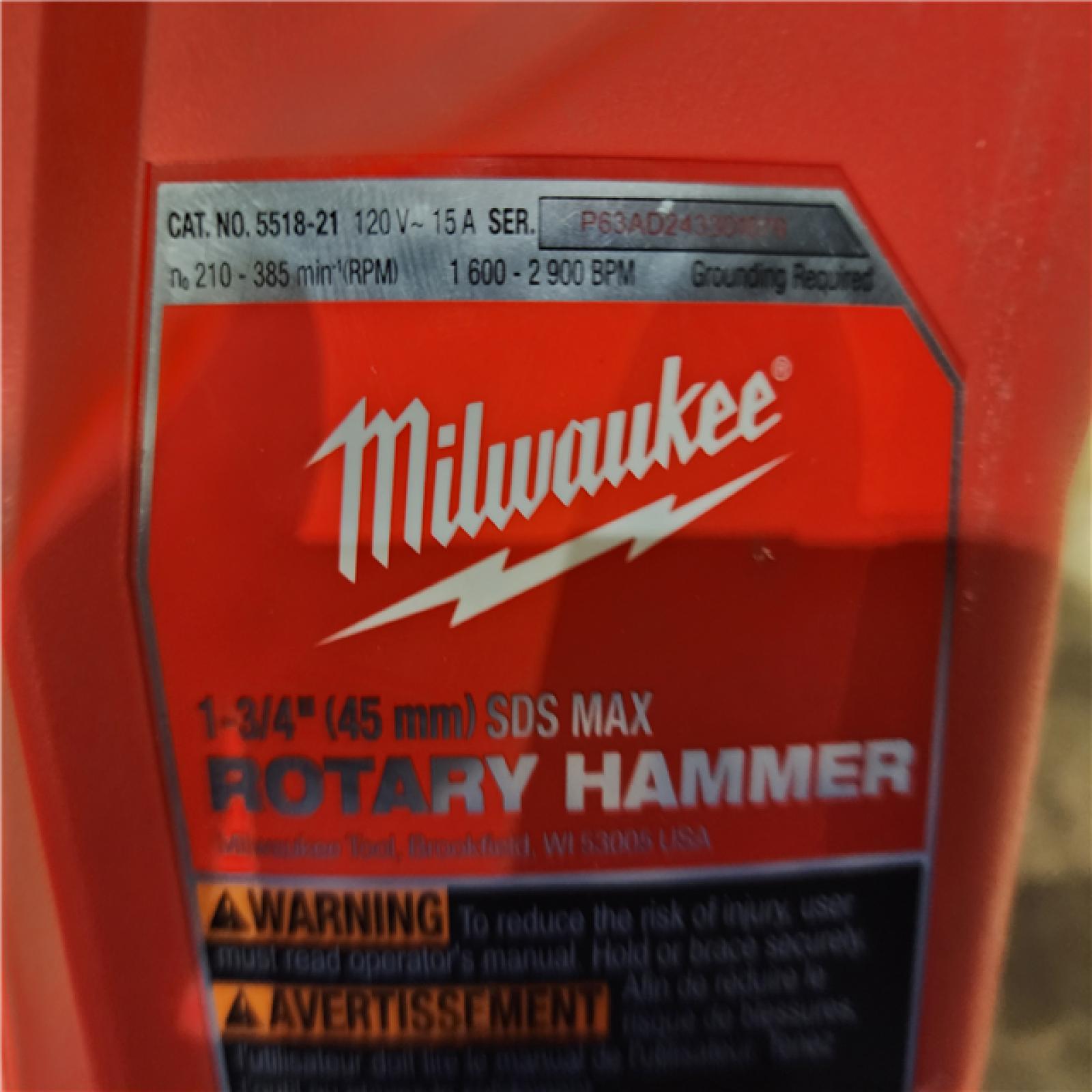 HOUSTON LOCATION - AS-IS Milwaukee 1-3/4 in. SDS-MAX Rotary Hammer