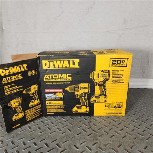 Houston Location - AS-IS DeWalt 20V MAX Atomic Cordless Brushless 2 Tool Compact Drill and Impact Driver Kit - Appears IN NEW Condition