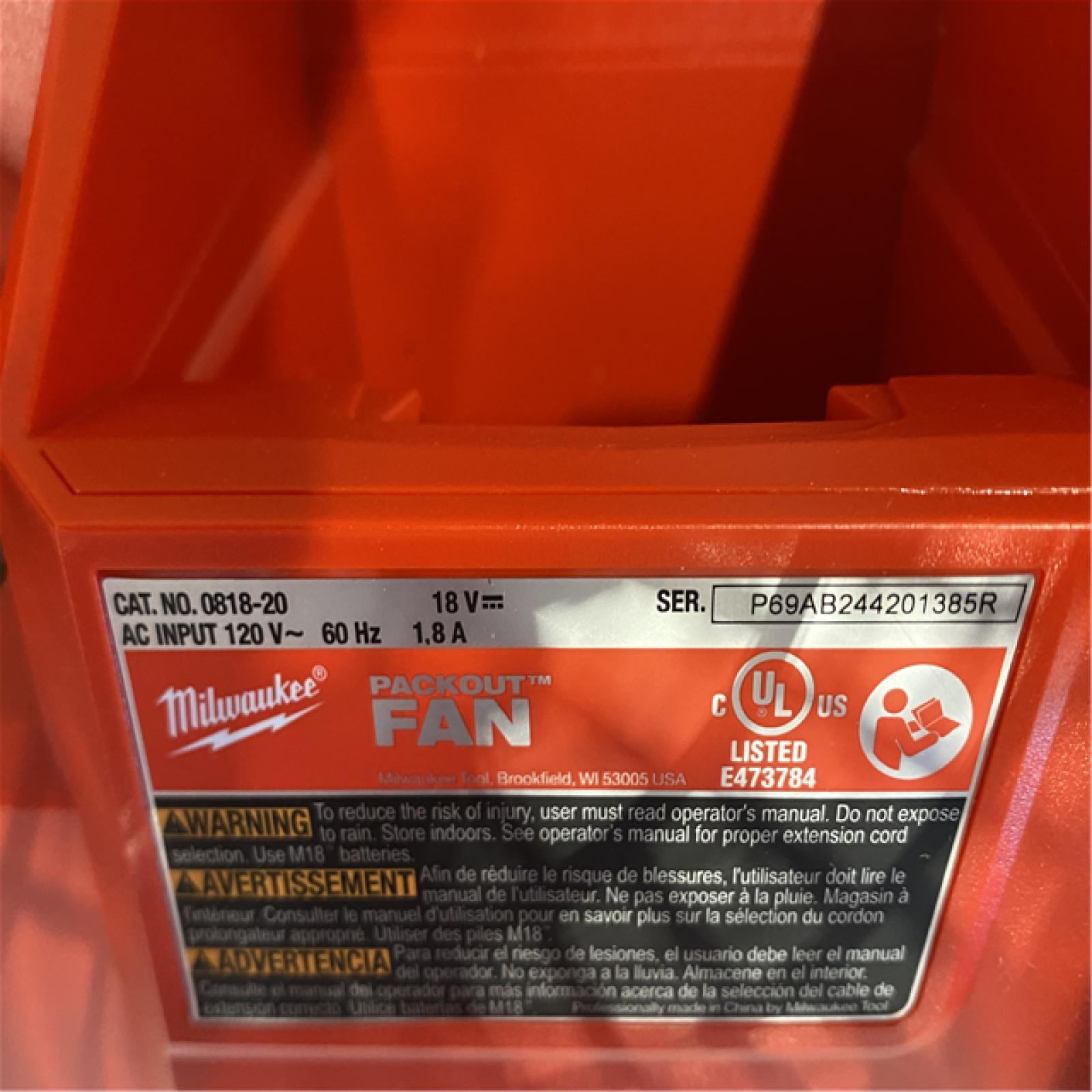 AS-IS Milwaukee 18-Volt Lithium-Ion Brushless Cordless PACKOUT Jobsite Fan (Tool-Only)