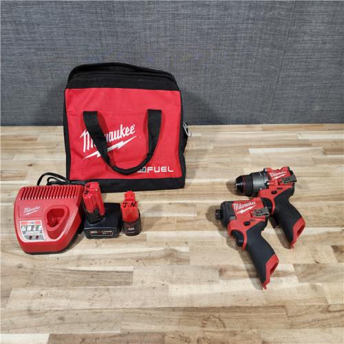 HOUSTON LOCATION - AS-IS Milwaukee FUEL 12-Volt Lithium-Ion Brushless Cordless Hammer Drill and Impact Driver Combo Kit