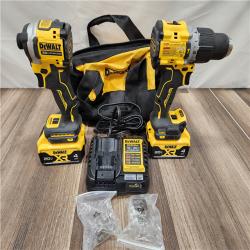 AS-IS DEWALT 20V MAX XR Hammer Drill and ATOMIC Impact Driver 2 Tool Cordless Combo Kit with (2) 4.0Ah Batteries, Charger, and Bag