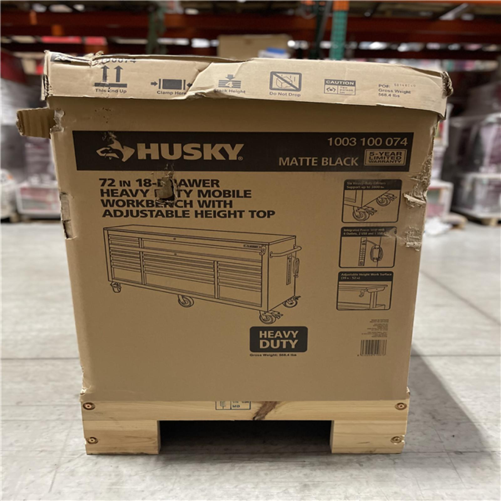 DALLAS LOCATION- HUSKY 72 in. W x 24 in. D Heavy Duty 18-Drawer Mobile Workbench