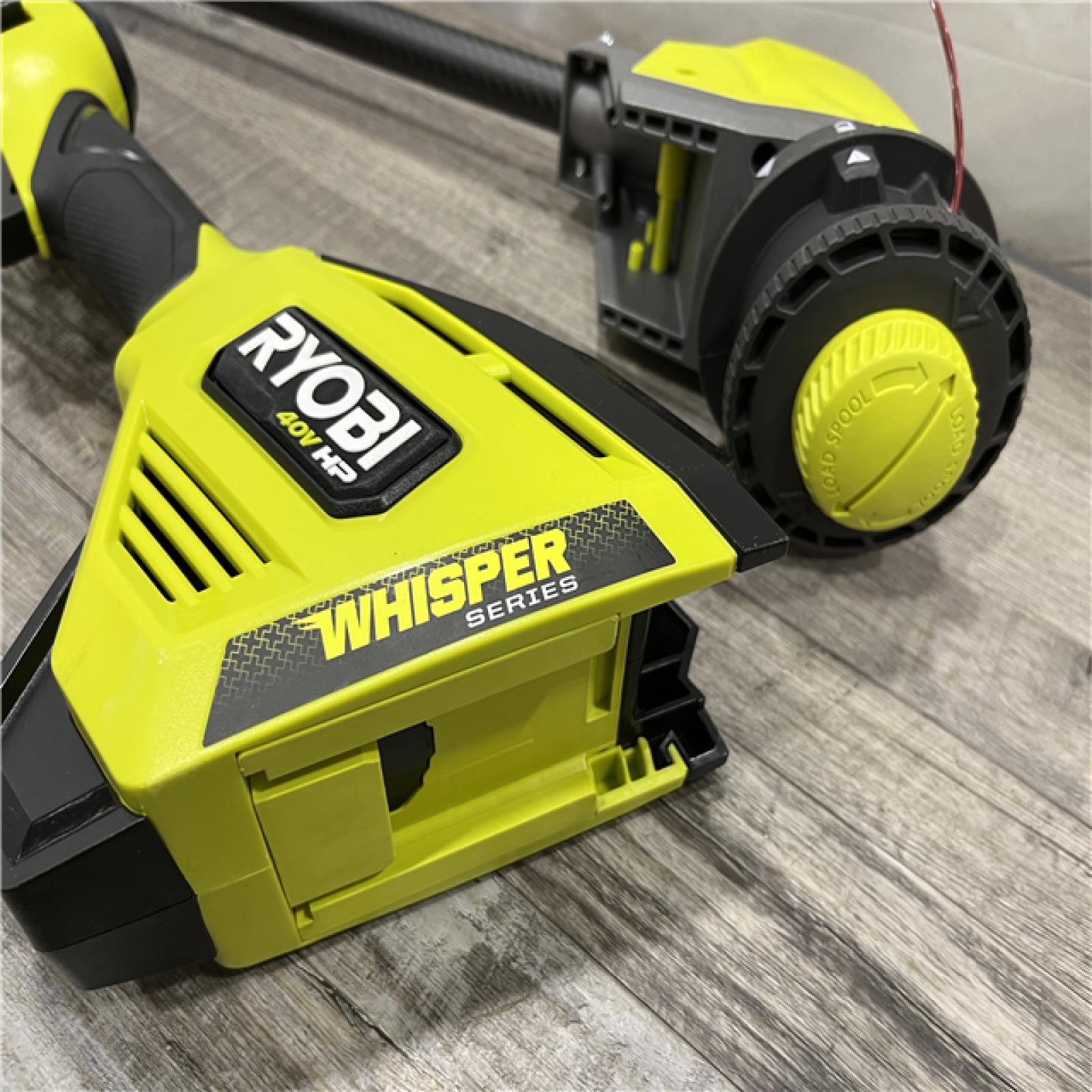 AS-IS RYOBI 40V HP Brushless Whisper Series 17 in. Cordless Battery Carbon Fiber Shaft String Trimmer Kit