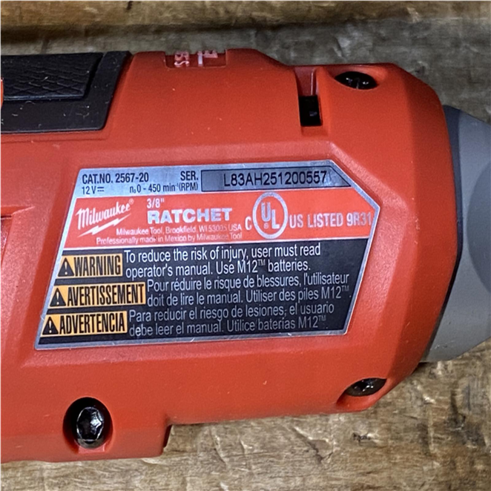 Houston Location AS-IS Milwaukee FUEL 12-Volt Lithium-Ion Brushless Cordless High Speed 3/8 in. Ratchet (Tool-Only)