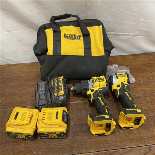 AS-IS DEWALT 20V MAX XR Hammer Drill and ATOMIC Impact Driver 2 Tool Cordless Combo Kit with (2) 4.0Ah Batteries, Charger, and Bag