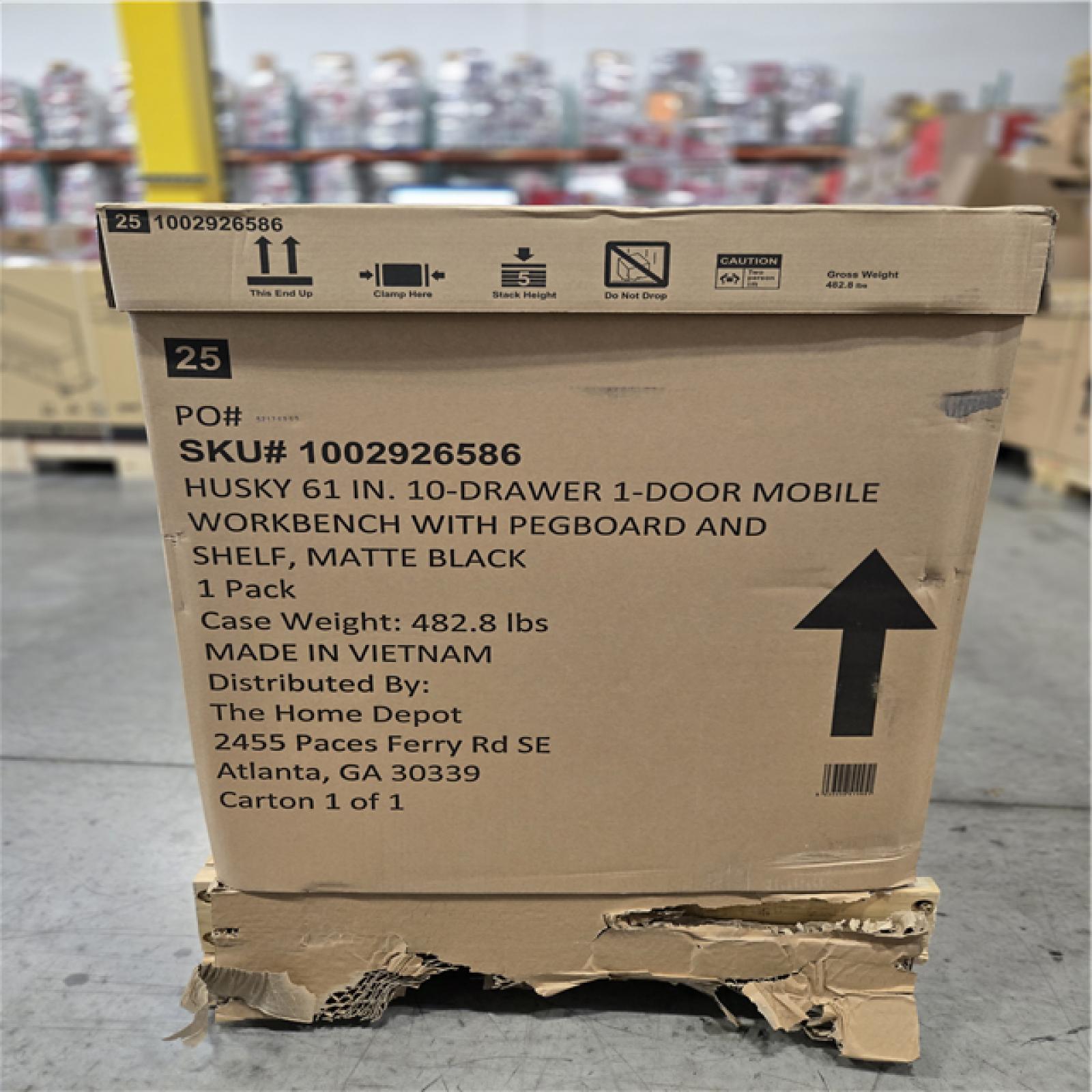 DALLAS LOCATION- AS-IS HUSKY 61 in. W x 26 in. D Heavy Duty 10-Drawer 1-Door Mobile Workbench