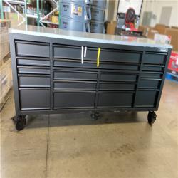 DALLAS LOCATION - Husky 84 in. W x 24 in. D 18-Drawer Heavy-Duty Mobile Workbench with Stainless Steel Top in Matte Black