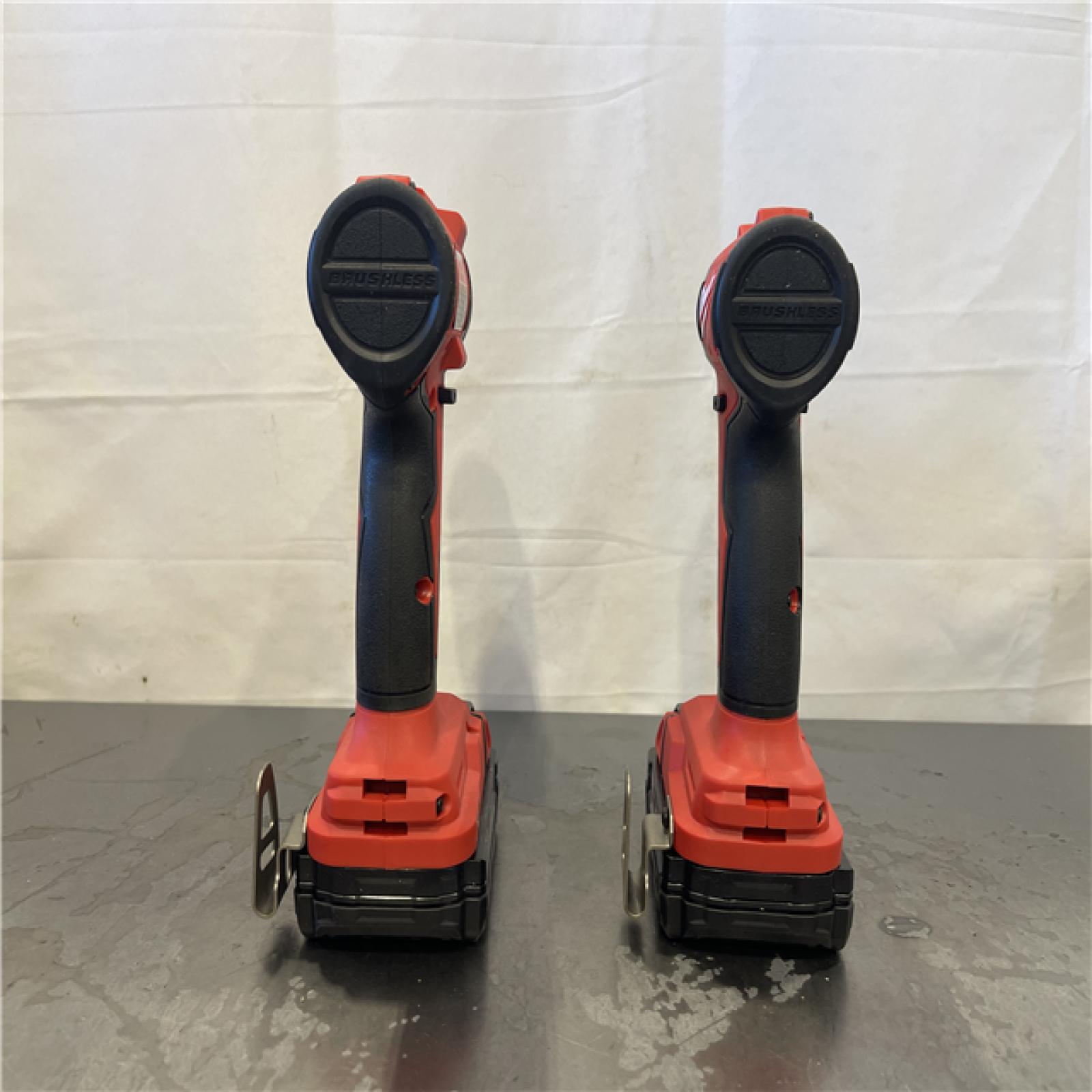 AS-IS- Milwaukee M18 18V Lithium-Ion Brushless Cordless Compact Drill/Impact Combo Kit (2-Tool) W/(2) 2.0 Ah Batteries  Charger & Bag