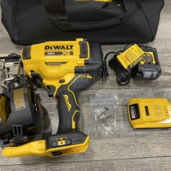 AS-IS DEWALT 20V MAX Lithium-Ion 15-Degree Electric Cordless Roofing Nailer Kit