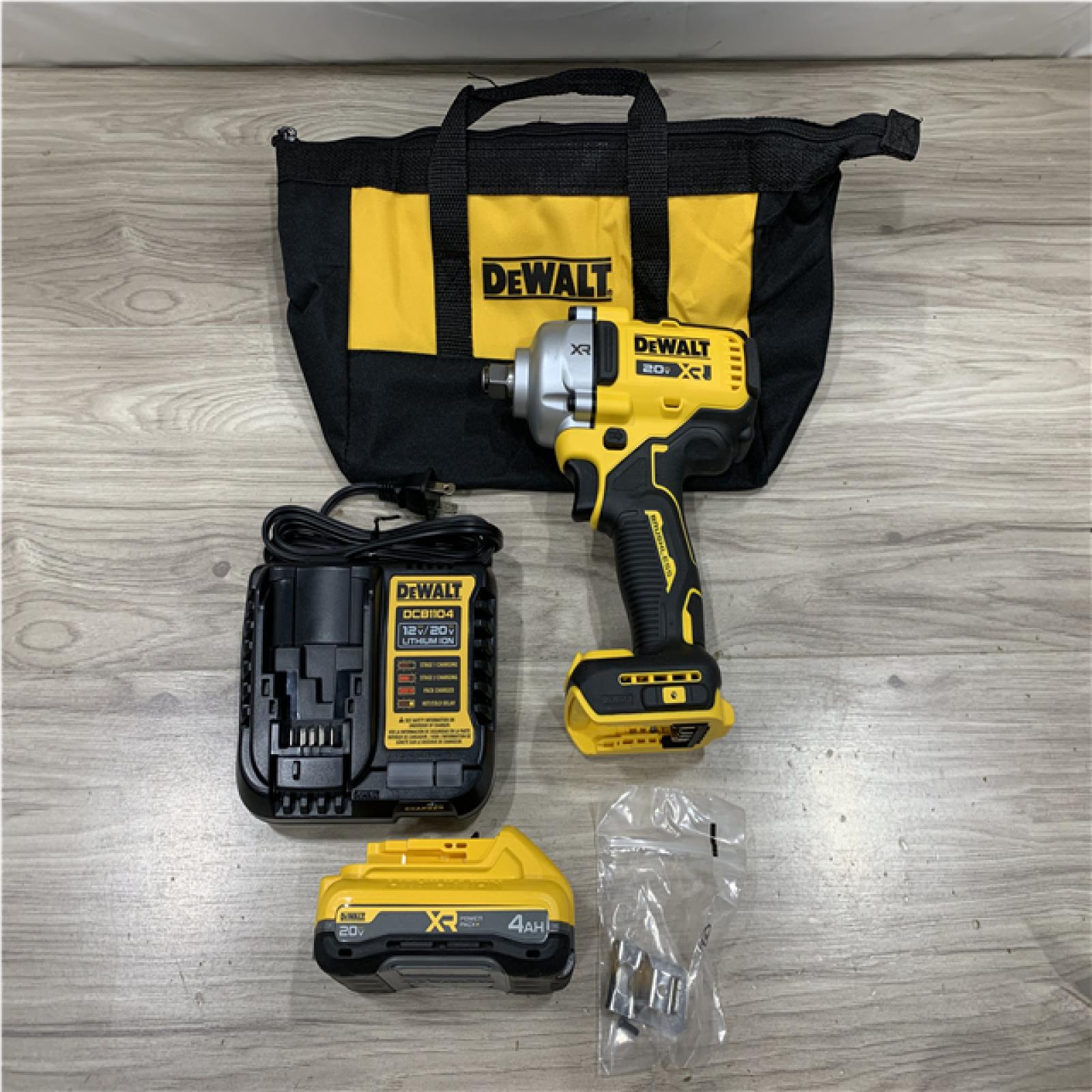 AS-IS DEWALT 20V MAX XR Lithium-Ion Cordless Brushless 1/2 in. Impact Wrench Kit