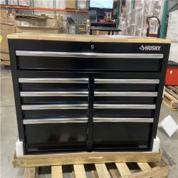 DALLAS LOCATION - Husky Tool Storage 46 in. W x 18 in. D 9-Drawer Mobile Workbench Cabinet in Gloss Black