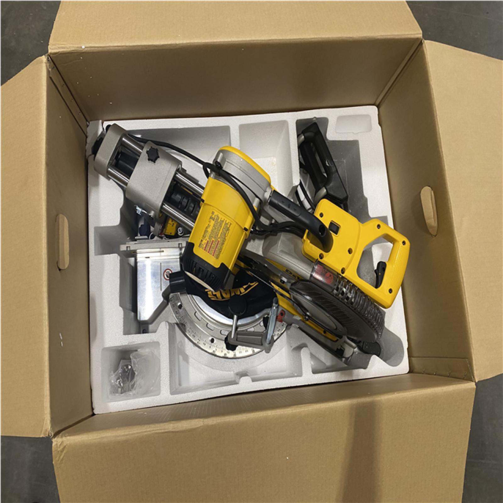 As-Is- DEWALT 15 Amp Corded 12 in. Double Bevel Sliding Compound Miter Saw
