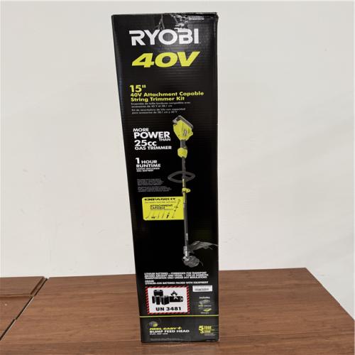 California NEW RYobi 15 40V Attachment Capable String Trimmer Kit, includes (1) Battery & Charger