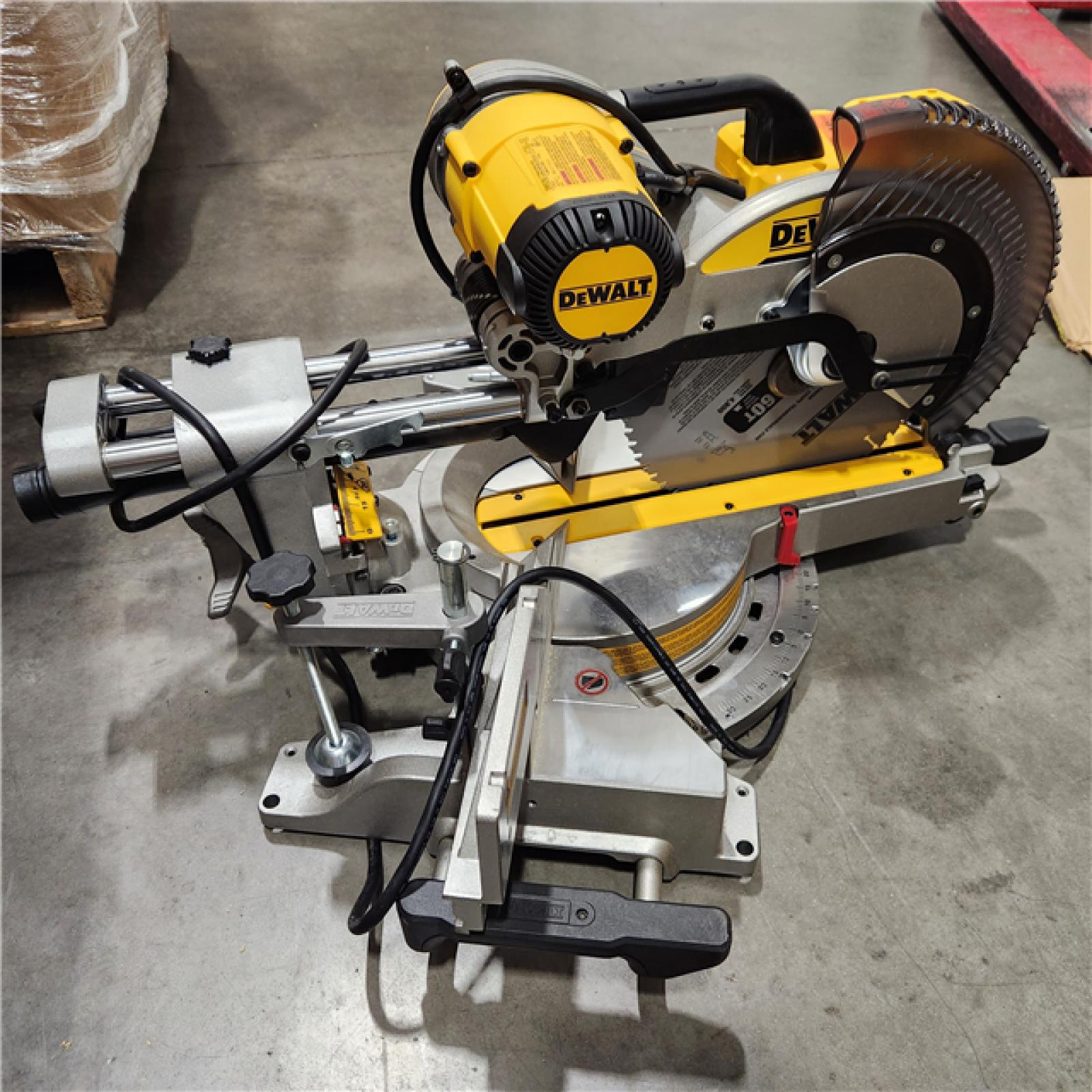 As-Is- DEWALT 15 Amp Corded 12 in. Double Bevel Sliding Compound Miter Saw