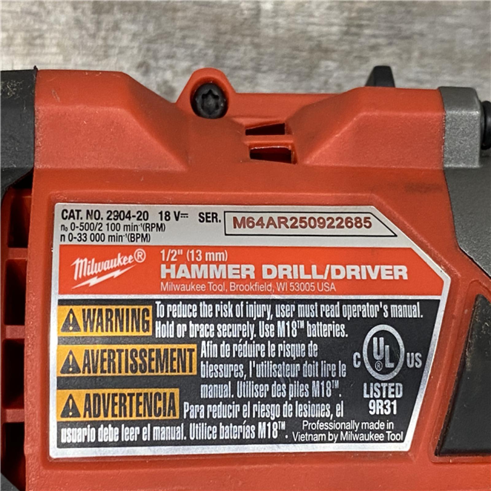 AS-IS Milwaukee FUEL 18V Lithium-Ion Brushless Cordless 1/2 in. Hammer Drill/Driver (Tool-Only)