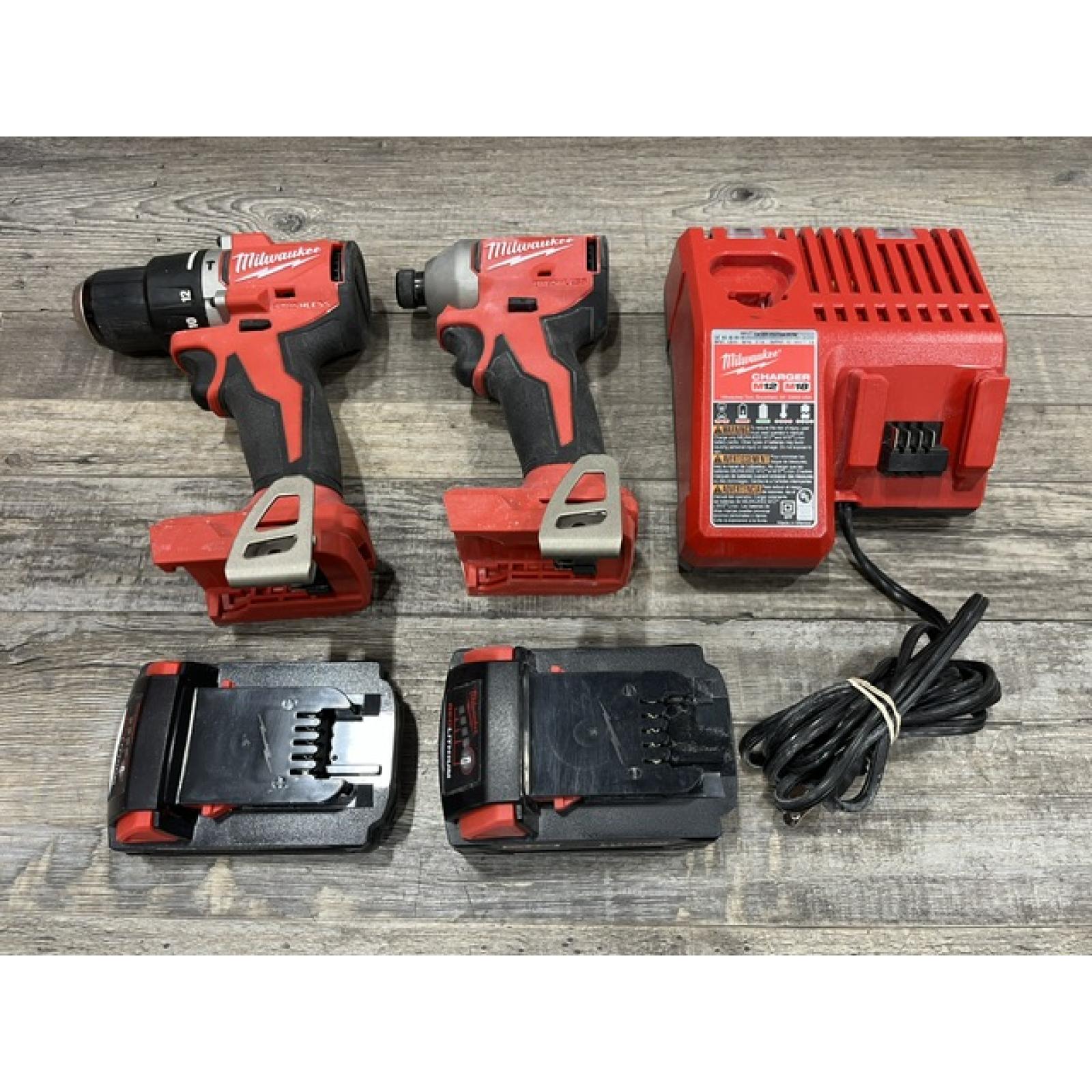 AS-IS Milwaukee 18-Volt Lithium-Ion Brushless Cordless Compact Hammer Drill/Impact Combo Kit