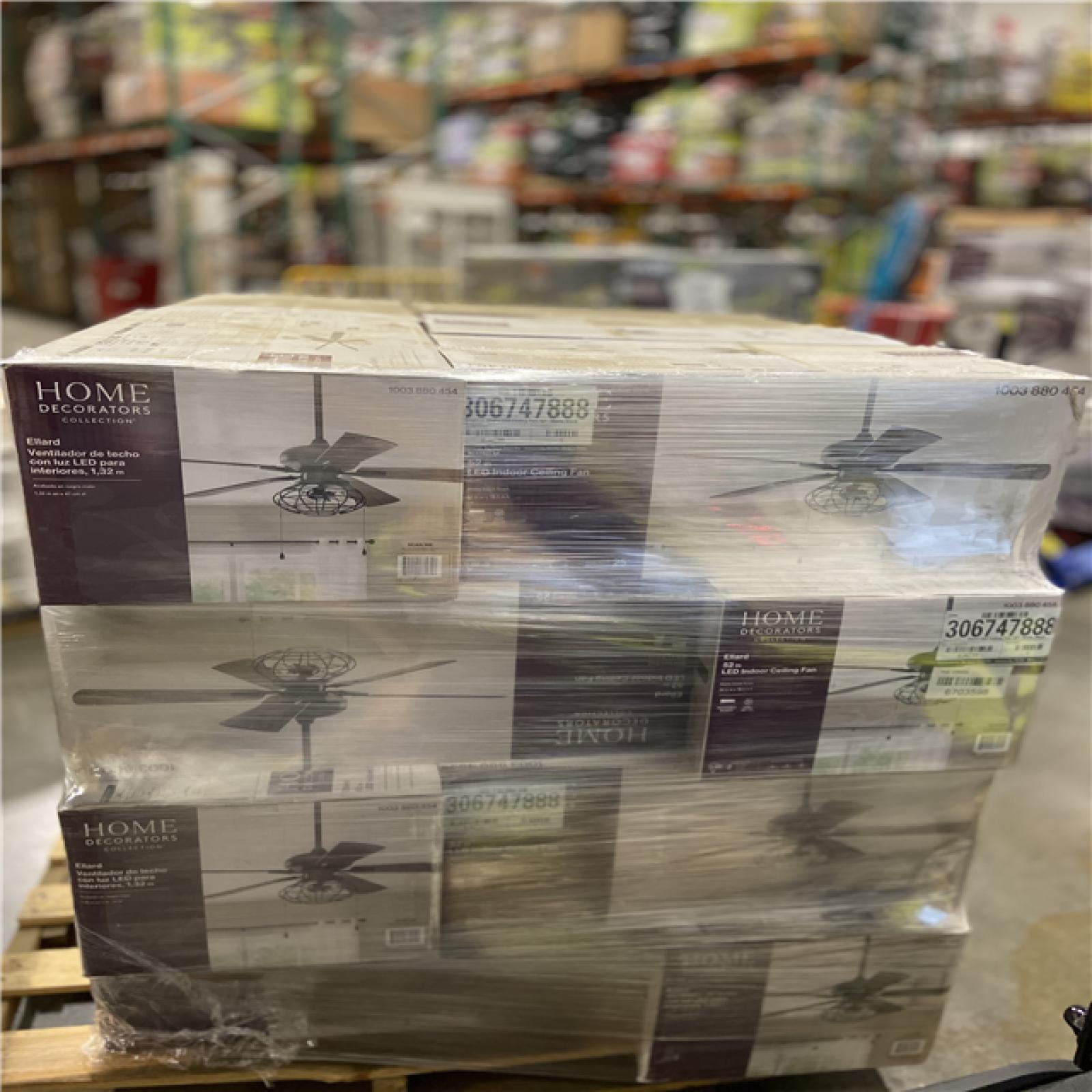 DALLAS LOCATION - Ellard 52 in. LED Indoor Matte Black Ceiling Fan with Light PALLET -(20 UNITS)