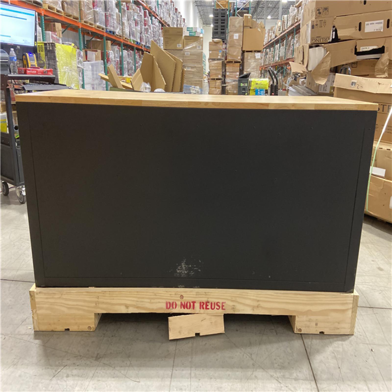 DALLAS LOCATION - Husky 72 in. W x 24 in. D Heavy Duty 18-Drawer Mobile Workbench Cabinet with Adjustable-Height Hardwood Top in Matte Black