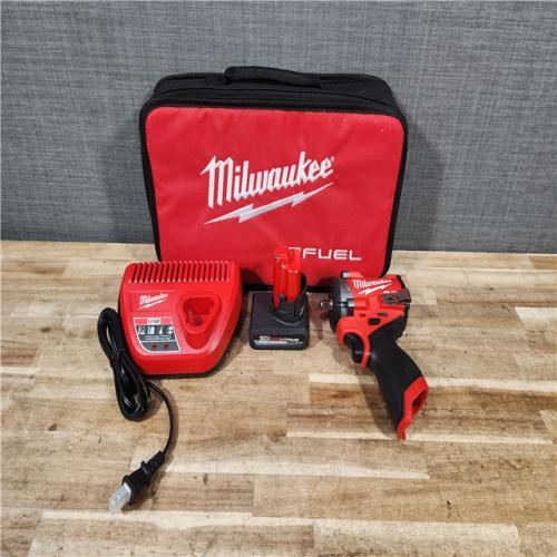 HOUSTON LOCATION - AS - IS Milwaukee FUEL 12V Li-Ion Brushless Cordless Stubby 3/8 in. Impact Wrench Kit