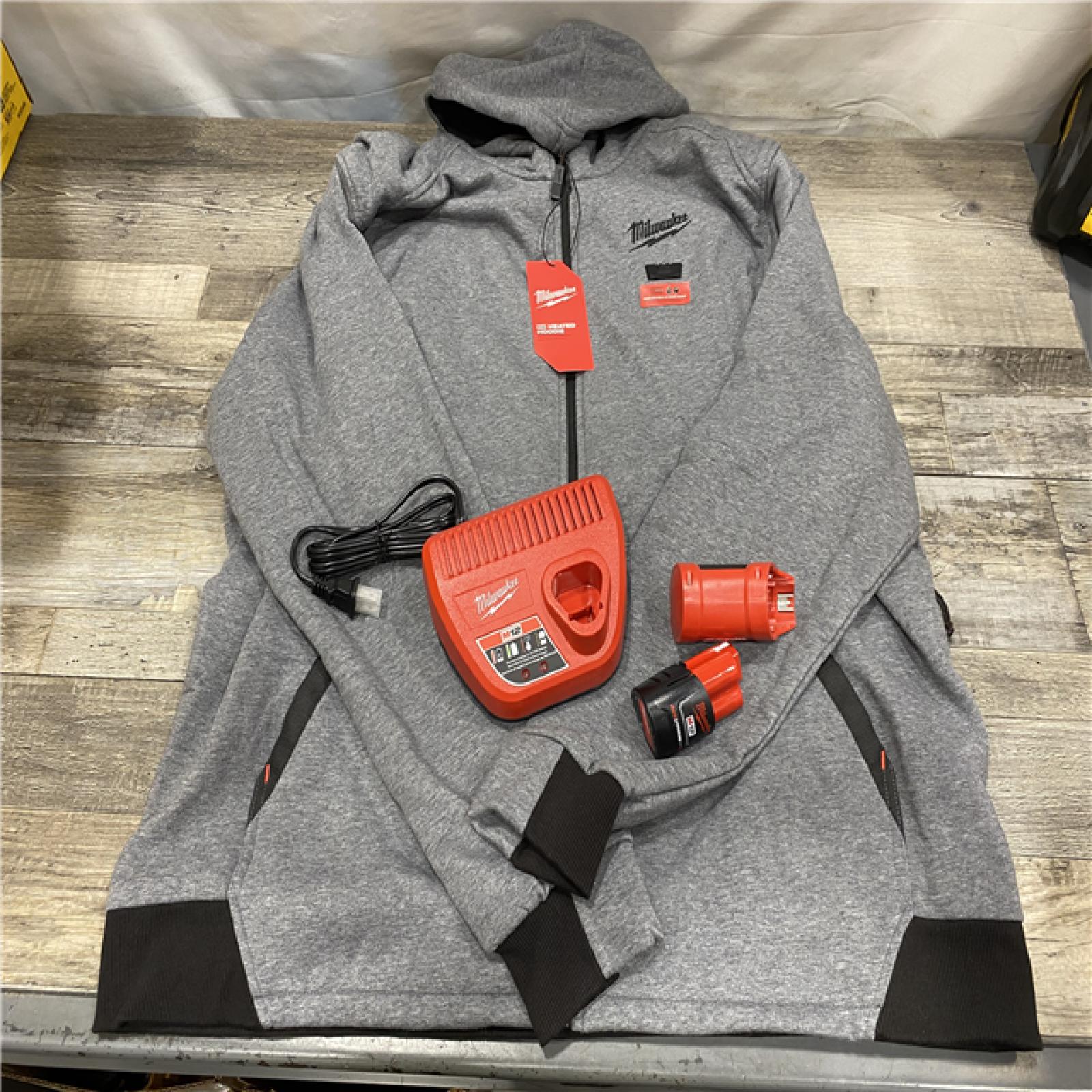 AS-IS Milwaukee Men's 2X-Large 12-Volt Lithium-Ion Cordless Gray Heated Jacket Hoodie Kit