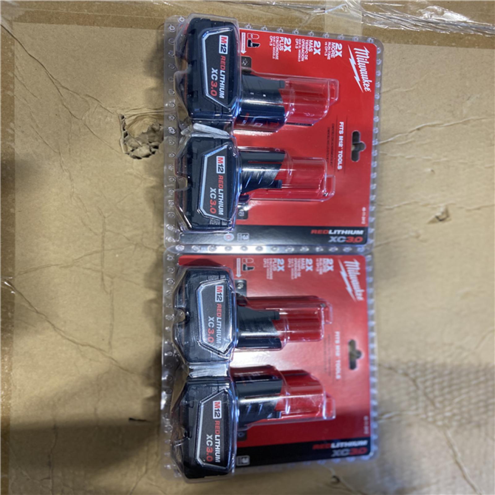 NEW! - Milwaukee M12 12-Volt Lithium-Ion XC Extended Capacity 3.0 Ah Battery Pack (2-Pack) (2 UNITS)
