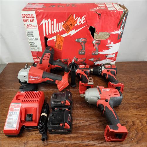 AS-IS Milwaukee M18 18-Volt Lithium-Ion Brushed Cordless (4-Tool) Combo Kit