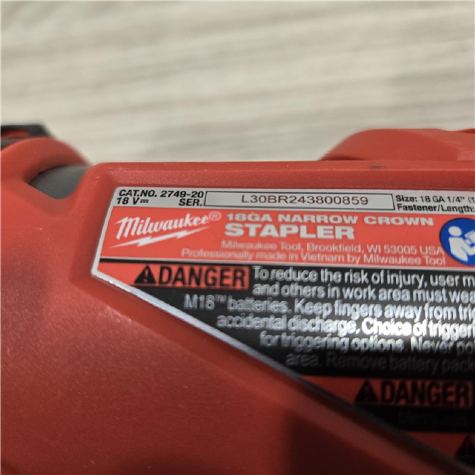 AS-IS MILWAUKEE FUEL 18V Cordless 18-Gauge 1/4 in. Narrow Crown Stapler (Tool-Only)