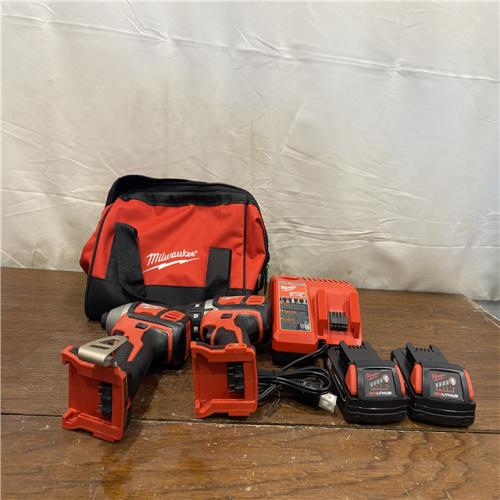 AS-IS Milwaukee M18 18V Cordless Brushed 2 Tool Drill/Driver and Impact Driver Kit