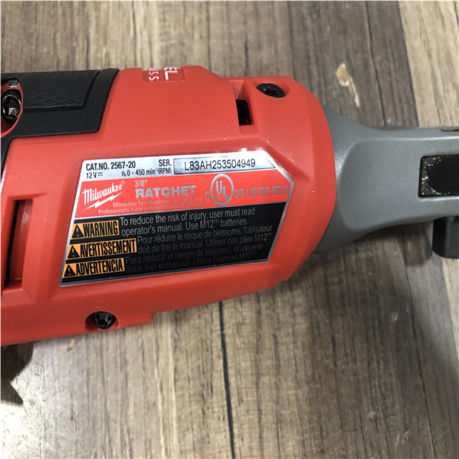 AS-IS Milwaukee FUEL 12-Volt Lithium-Ion Brushless Cordless High Speed 3/8 in. Ratchet (Tool-Only)