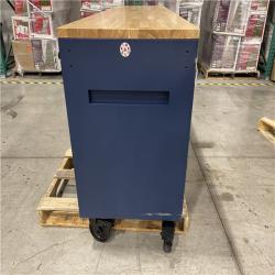 DALLAS LOCATION - AS-IS Husky Tool Storage Heavy Duty 84 in. W x 24 in. D Matte Blue Mobile Workbench Cabinet