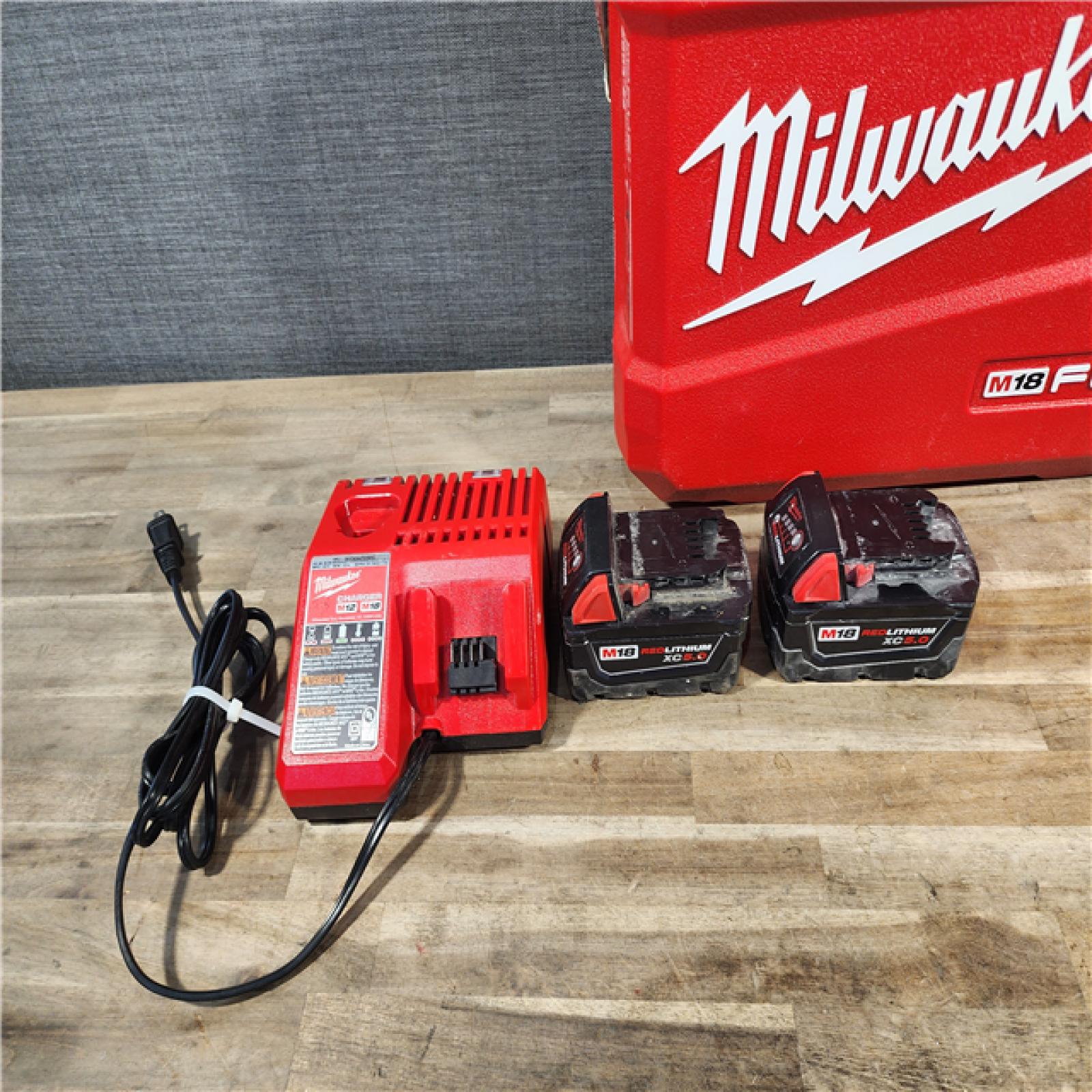 HOUSTON LOCATION - AS-IS Milwaukee 2904-22 Hammer Drill Driver Kit with Batteries  Charger & Tool Case  Red