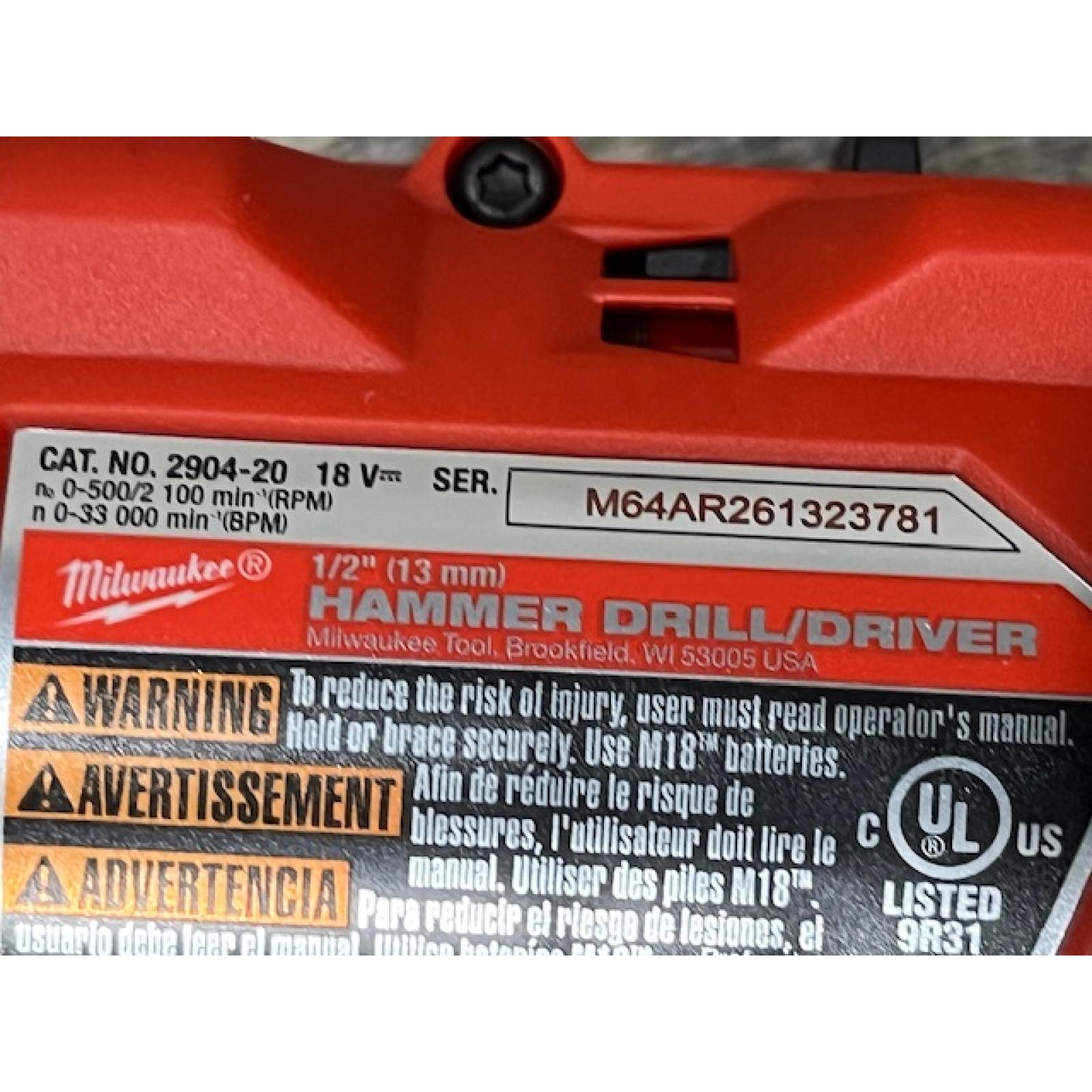 AS-IS Milwaukee FUEL 18V Lithium-Ion Brushless Cordless 1/2 in. Hammer Drill/Driver (Tool-Only)