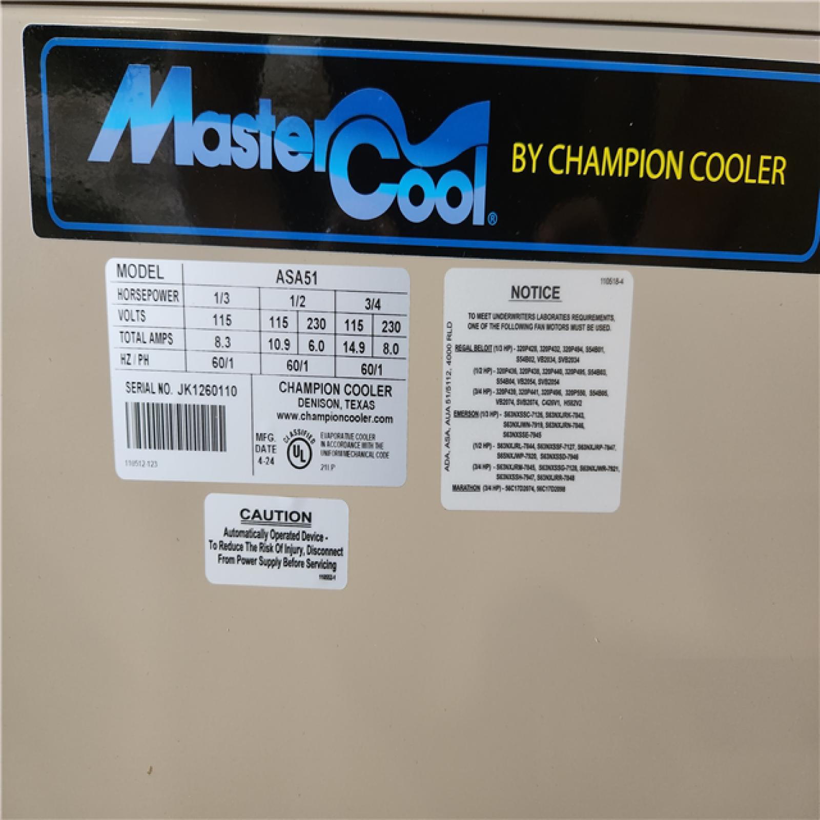 Phoenix NEW MasterCool 5000 CFM Side-Draft Wall/Roof 8 in. Media Evaporative Cooler for 1650 sq. ft. (Motor Not Included)