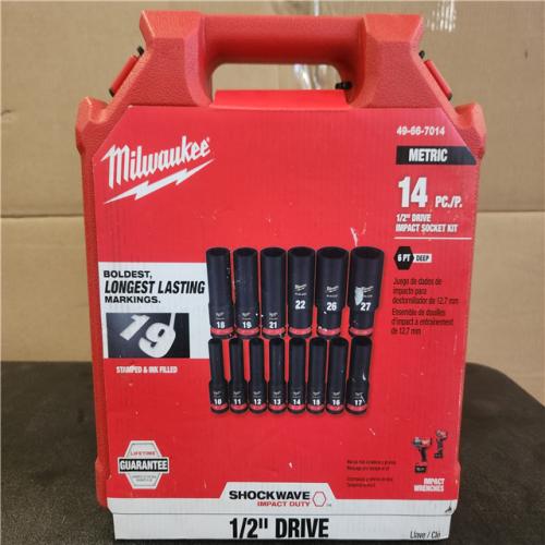 Phoenix NEW Milwaukee SHOCKWAVE 1/2 in. Drive Metric Deep Well 6 Point Impact Socket Set (14-Piece)
