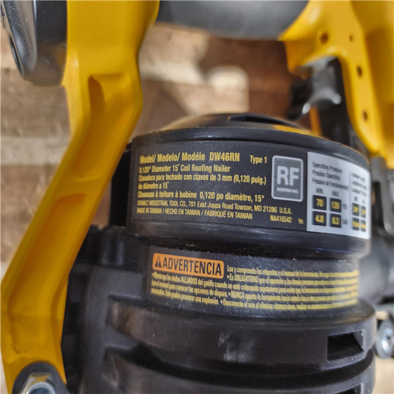 HOUSTON LOCATION - AS - IS DeWalt 1-3/4 in. 15 Degree Pneumatic Coil Roofing Nailer (Tool-Only)