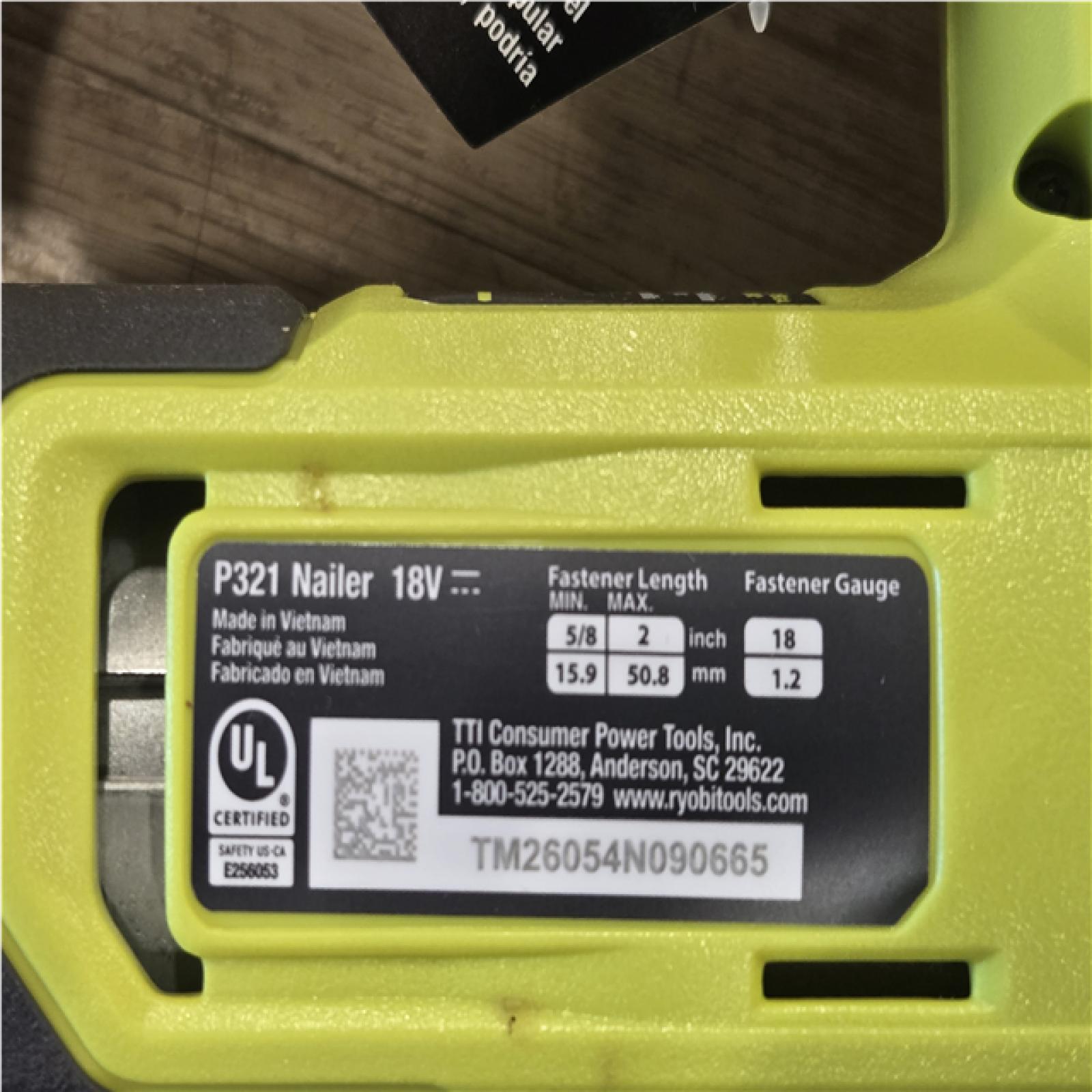 AS-IS RYOBI ONE+ 18V 18-Gauge Cordless AirStrike Brad Nailer (Tool Only)