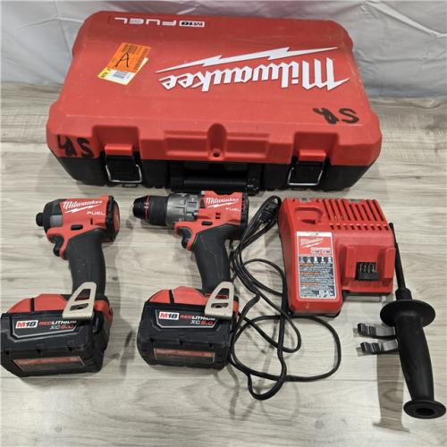 AS-IS MILWAUKEE FUEL 18V Lithium-Ion Brushless Cordless Hammer Drill and Impact Driver Combo Kit (2-Tool) with 2 Batteries