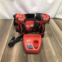 AS-IS  Milwaukee 12-Volt Lithium-Ion Brushless Cordless Subcompact Drill and Impact Driver Combo Kit