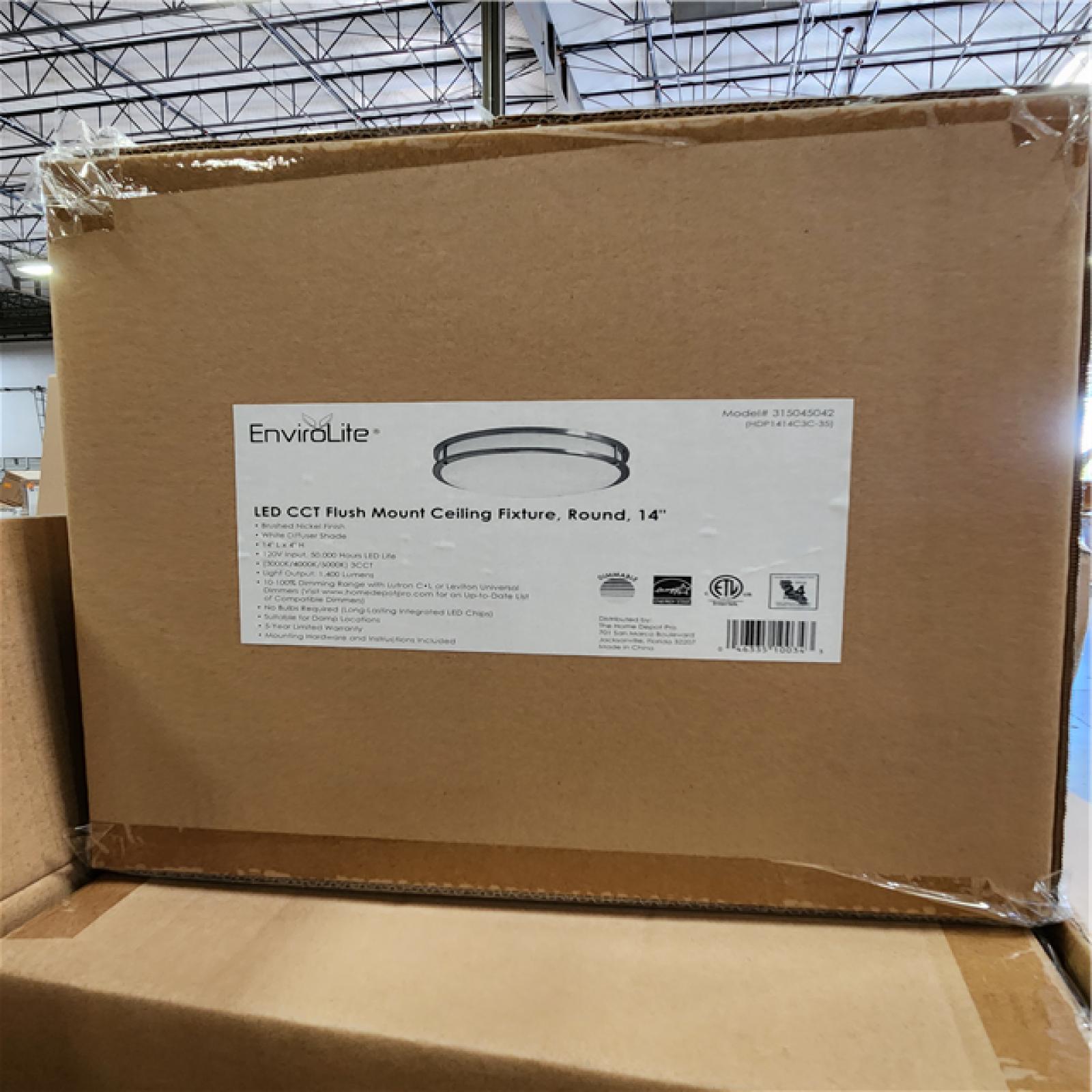 Phoenix NEW Enviolite LED CCT Flush Mount Ceiling Fixture Round 14 Pallet